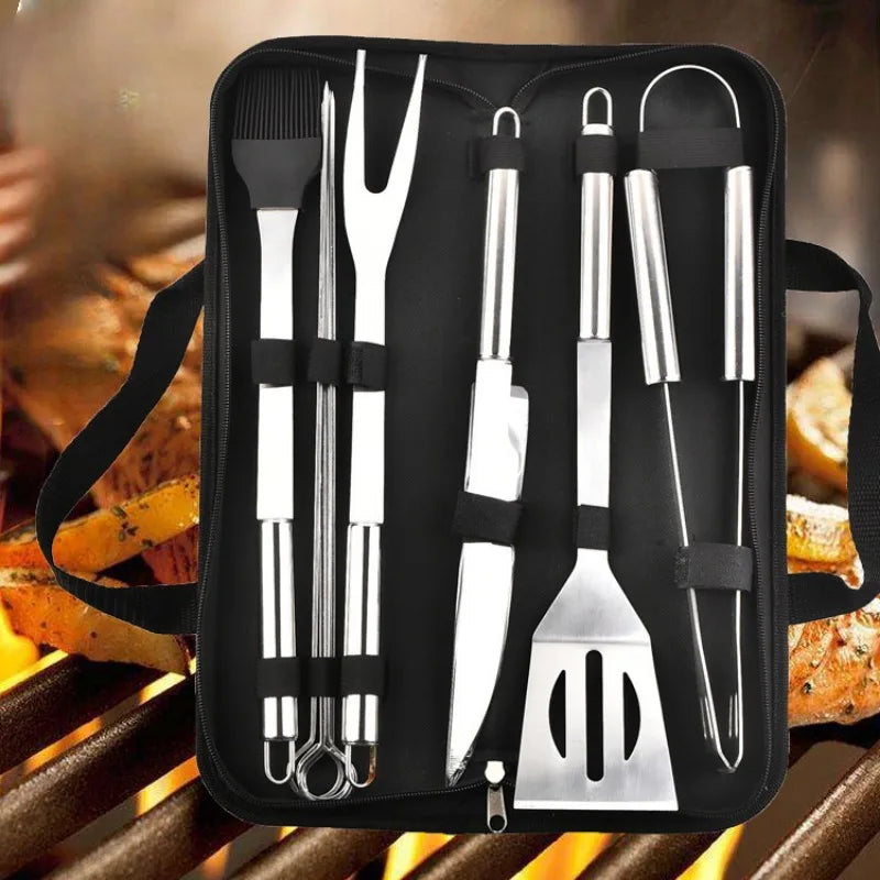Kit Churrasco Profissional 9 Peças em Aço Inox │Houzzi - Houzzi