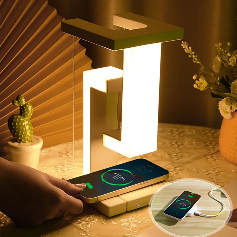 Luminária Flutuante Moderna com Carregador por Indução - Houzzi